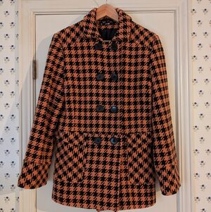 Stylish Houndstooth Double-Breasted Women's Coat